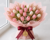 Signature White & Pink Tulip Bouquet - Image 3