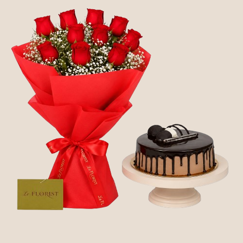 cake-flower-combo-removebg-preview Cake & Flower Combo G-14 - Image 1
