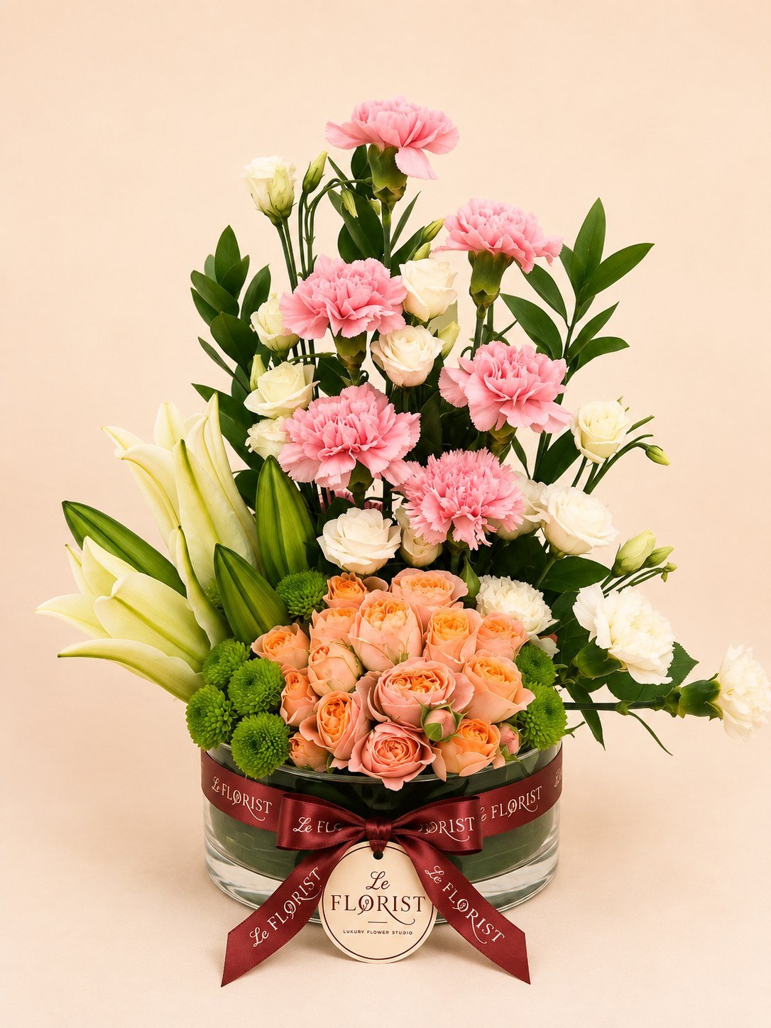 Blush Garden – Luxury Mixed Flower Vase Luxury mixed flower vase with lilies roses and pink carnations