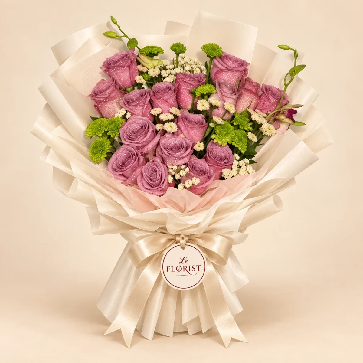 Lavender Whisper - 12 Lavender Rose Bouquet - Le Florist BD