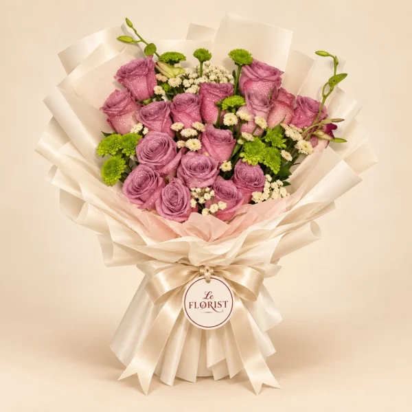 Lavender Whisper - 12 Lavender Rose Bouquet - Le Florist BD