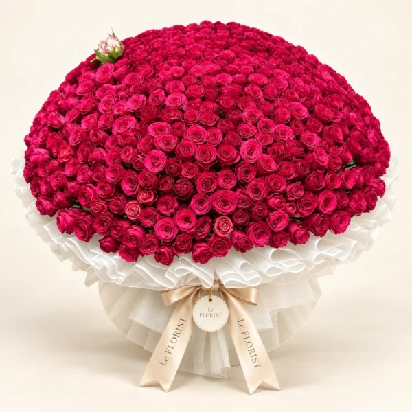 Majestic Blush – 300 Rose Luxury Grand Bouquet by Le Florist, flower delivery in Dhaka