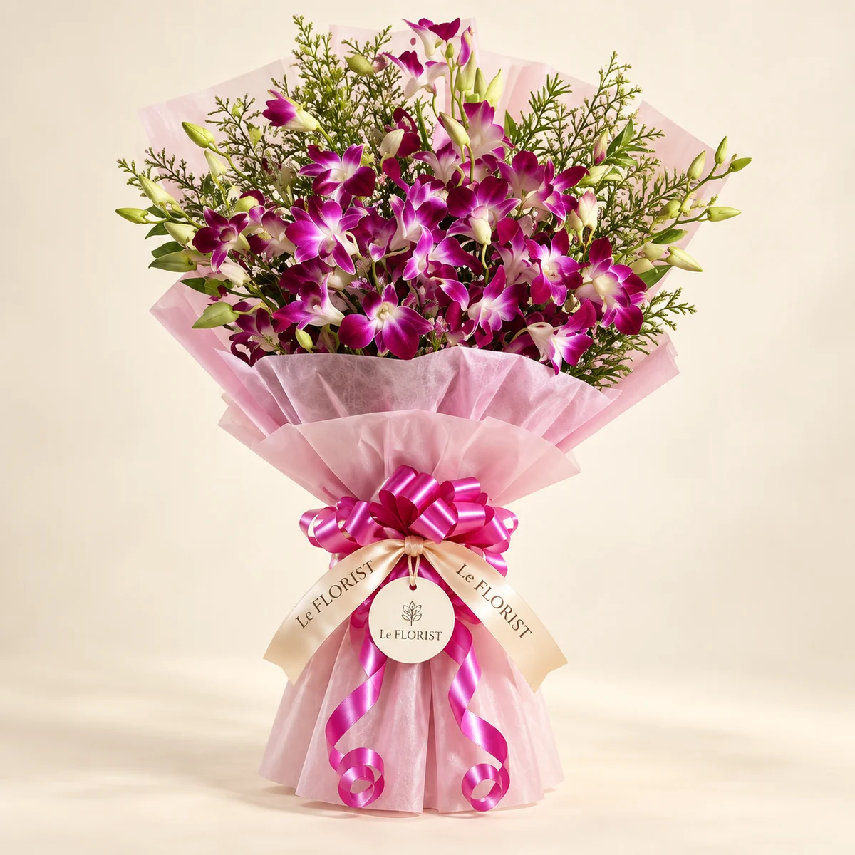 Orchid Reverie – Pink & Purple Orchid Bouquet by Le Florist, flower delivery in Dhaka
