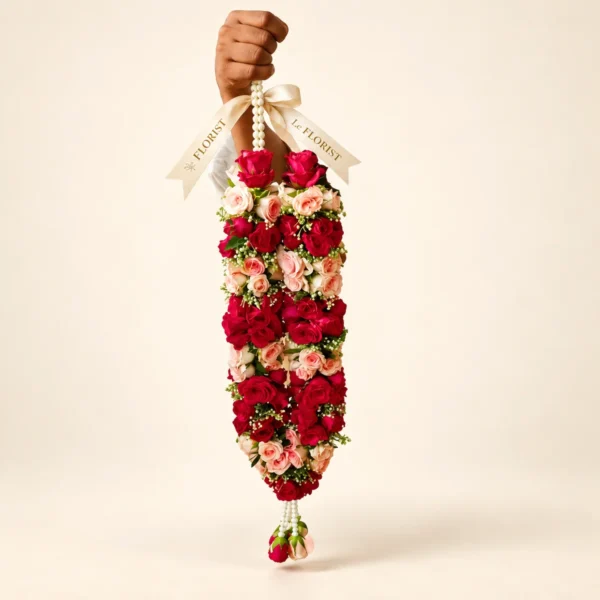 Rangila Mala – Red & Pink Rose Garland by Le Florist, flower delivery in Dhaka