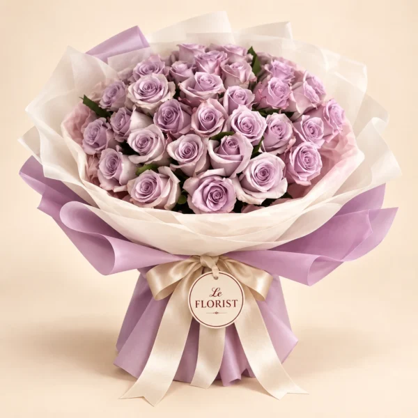 Royal Amethyst - 40 Purple Rose Grand Bouquet - Le Florist BD