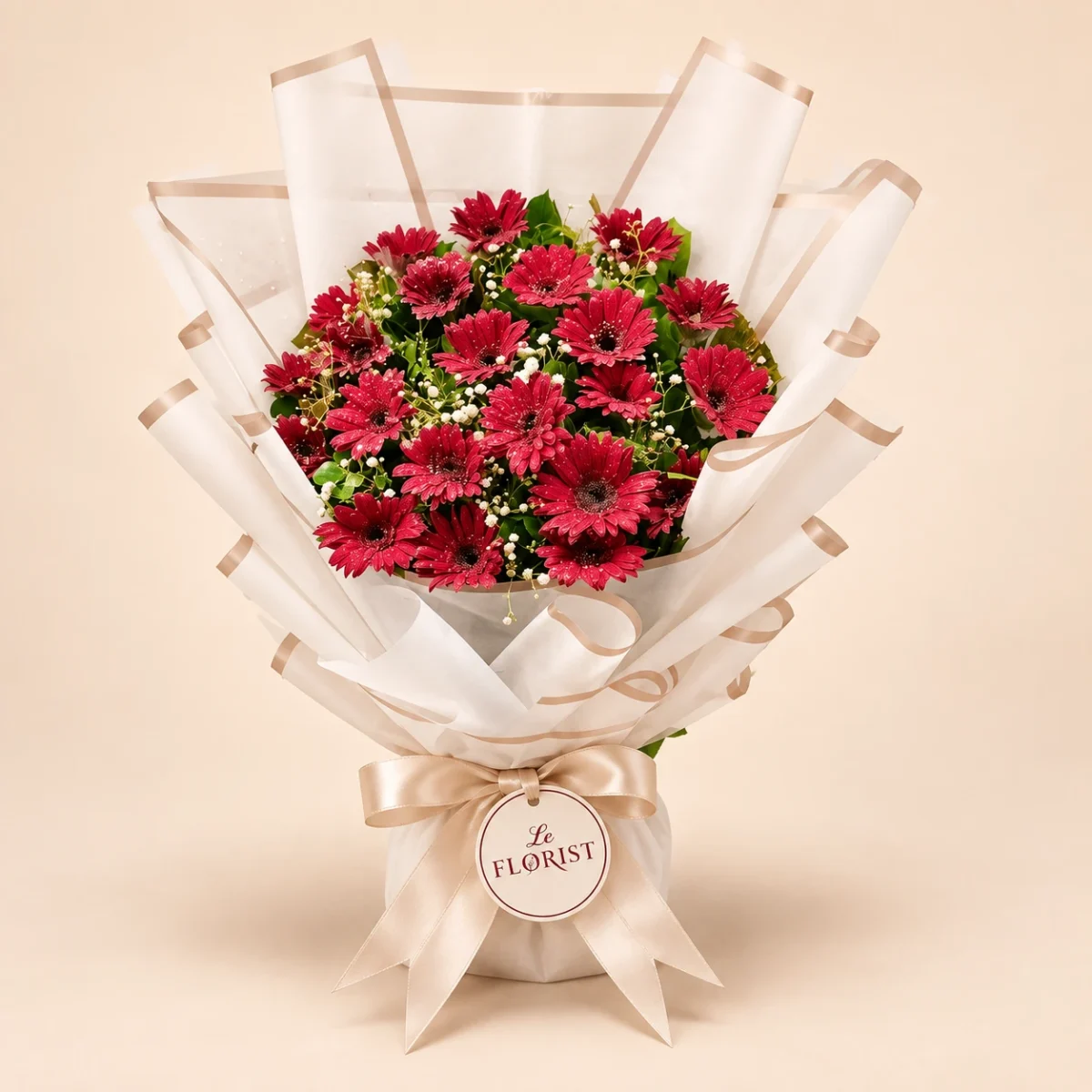 Scarlet Spark - Red Gerbera Bouquet - Le Florist BD