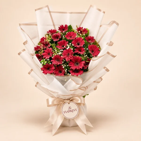Scarlet Spark - Red Gerbera Bouquet - Le Florist BD
