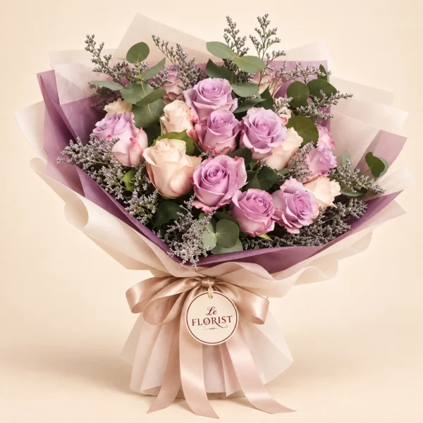 Violet Serenade - Lavender Rose & Lisianthus Bouquet - Le Florist BD