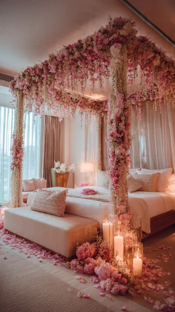 Blush Cascade pink flower canopy bashor ghor in Dhaka by Le Florist