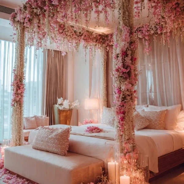 Blush Cascade pink flower canopy bashor ghor in Dhaka by Le Florist
