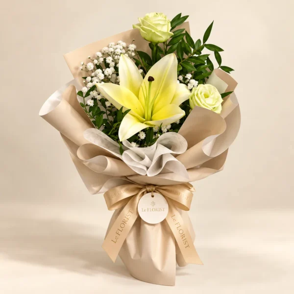 Sunshine Yellow Lily Bouquet by Le Florist, flower delivery in Dhaka